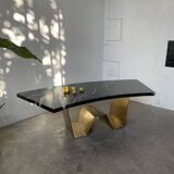 Addor 60s sculptural marble and brass coffee table