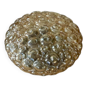 Plafonnier en verre ambré Helena Tynell modèle escargot vintage
