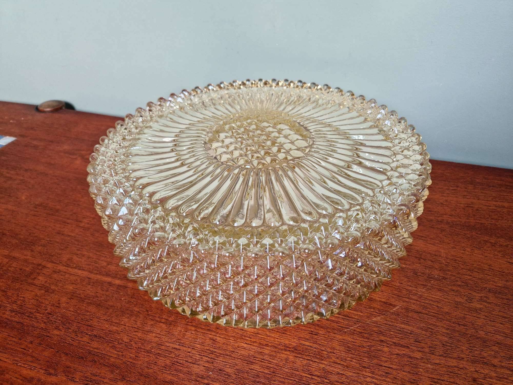 Plafonnier ou applique murale en cristal ambré et métal doré, 1970