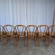 Ensemble de 6 chaises de salle à manger Thonet en bois courbé avec assise en tissu / Années 1970 Mid-Century Bistr