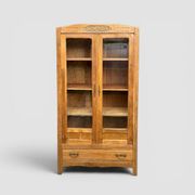 Parisian wardrobe with bevelled glass, blonde oak, Art Deco 1930.