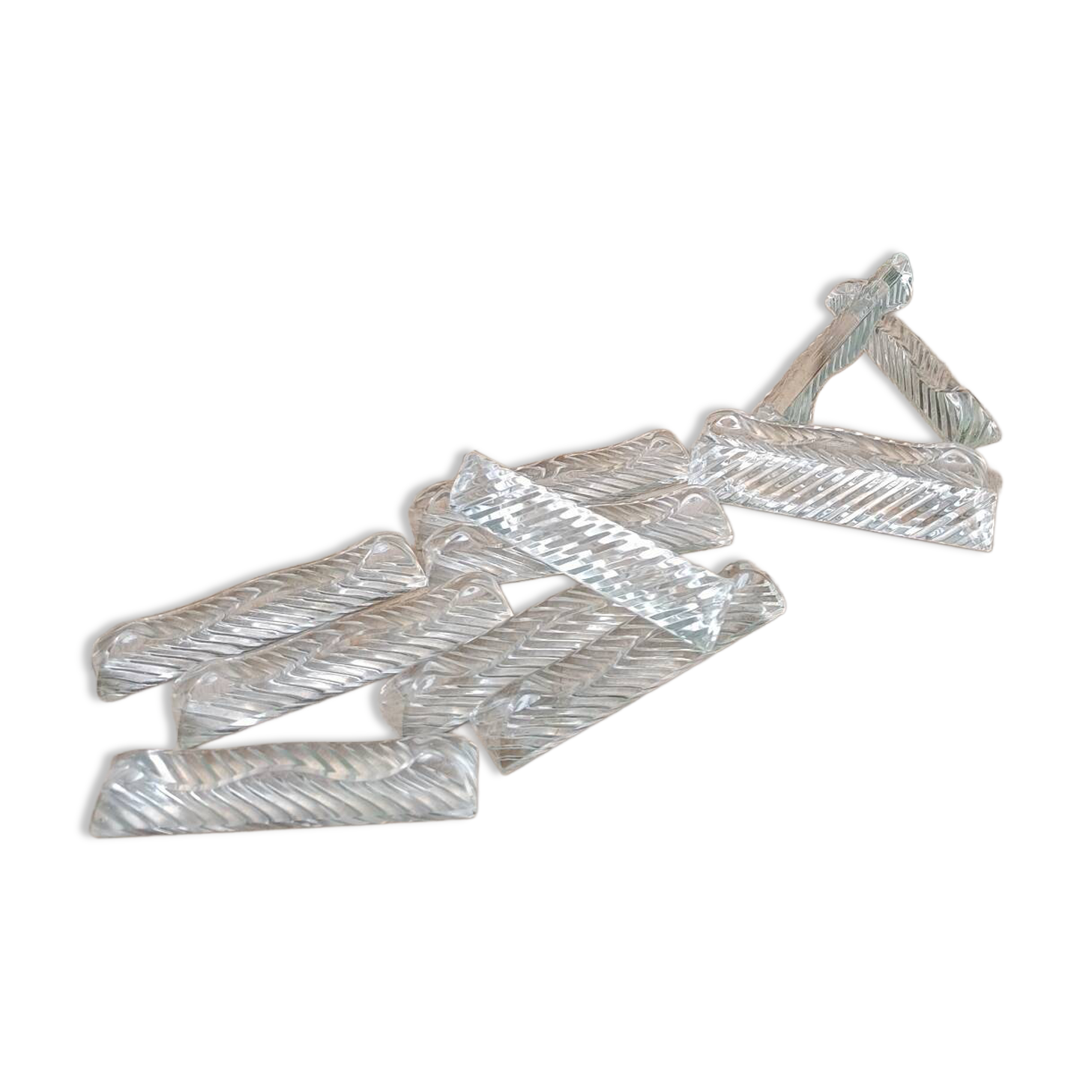 Lot de 12 porte-couteaux doubles vintage en cristal avec boîte
