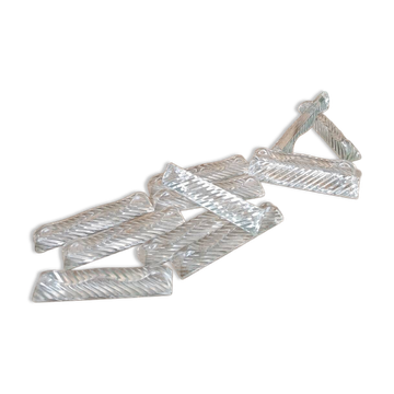 Set of 12 vintage double crystal knife rests with box