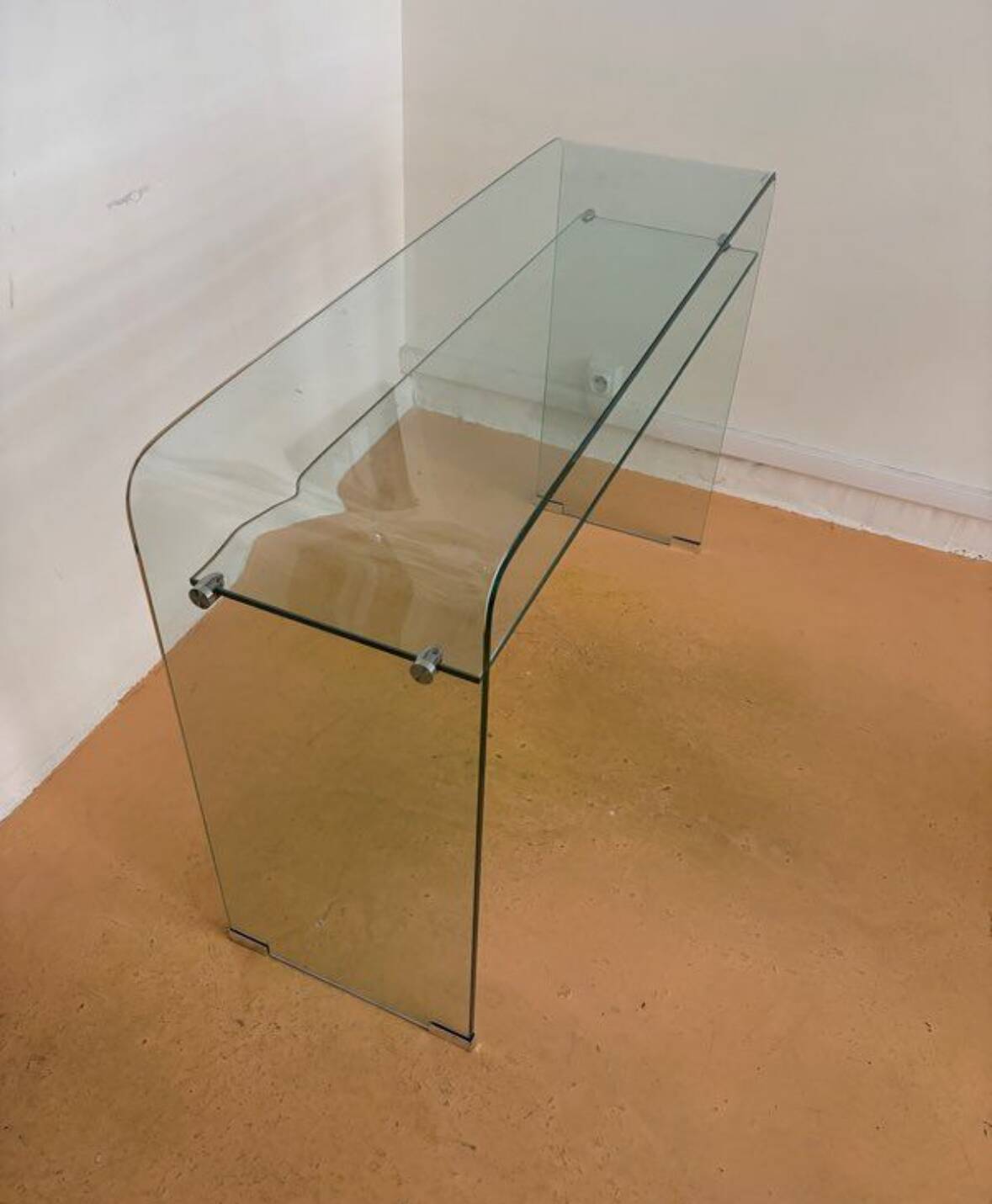 Console/bureau en verre trempé