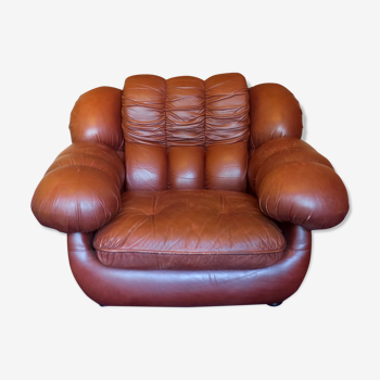 Fauteuil italien en cuir du milieu du siècle 1970