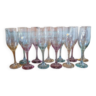 6 Venetian Crystal champagne flutes