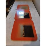 3 vintage orange glass mirrors