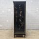 Vintage Chinese lacquer cabinet with black flowers and birds / bohemian