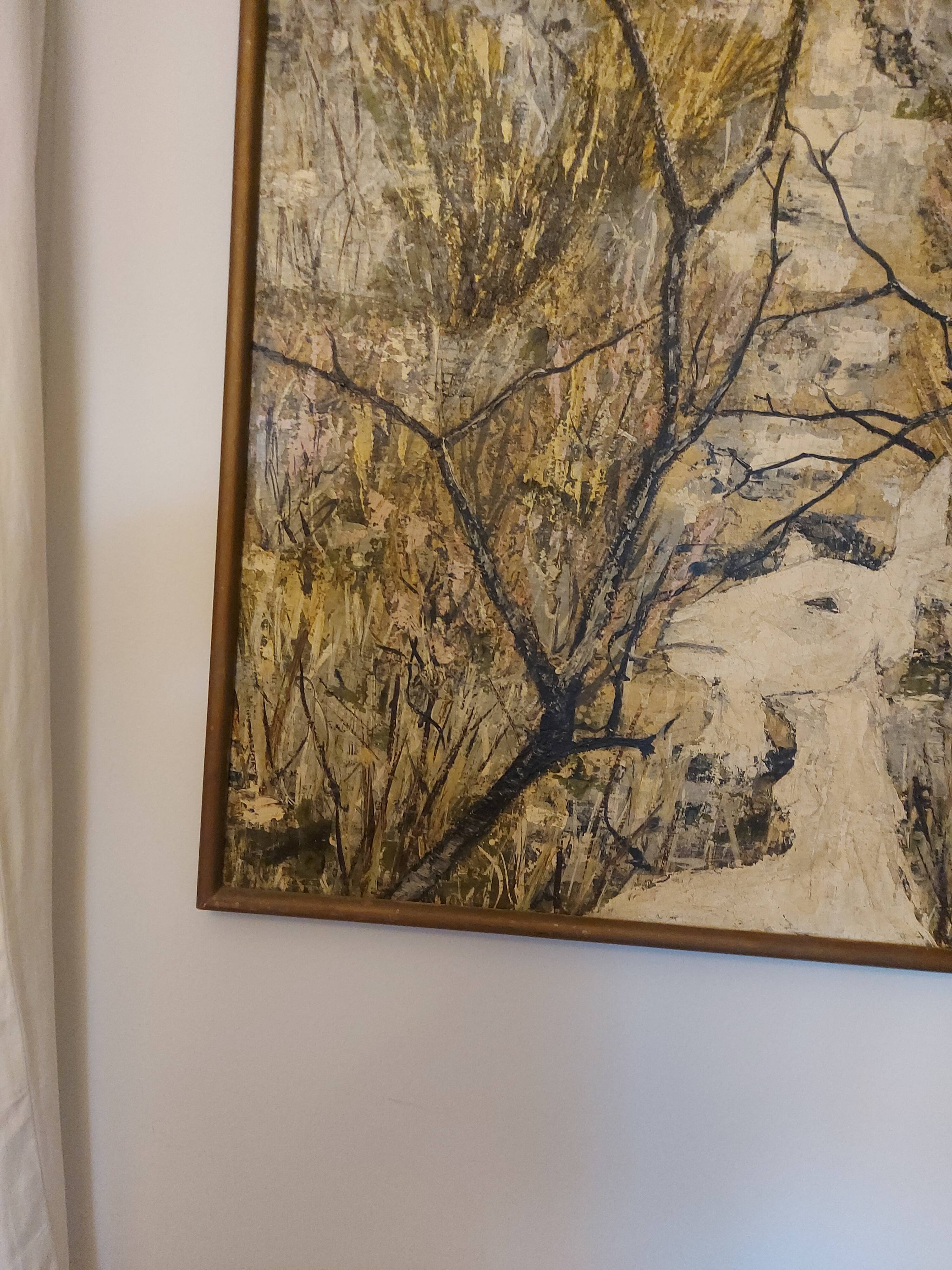 Oil painting on canvas, Claure Jallois, landscape cevenol ( 1959 )