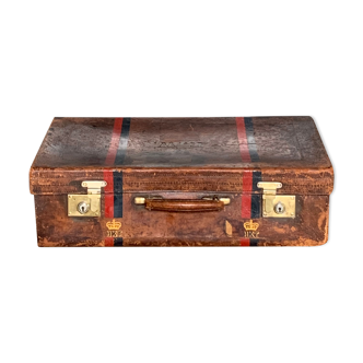 Rare old English suitcase stamped with the royal crown