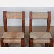 Set of 4 straw-seated wooden chairs, 1950.