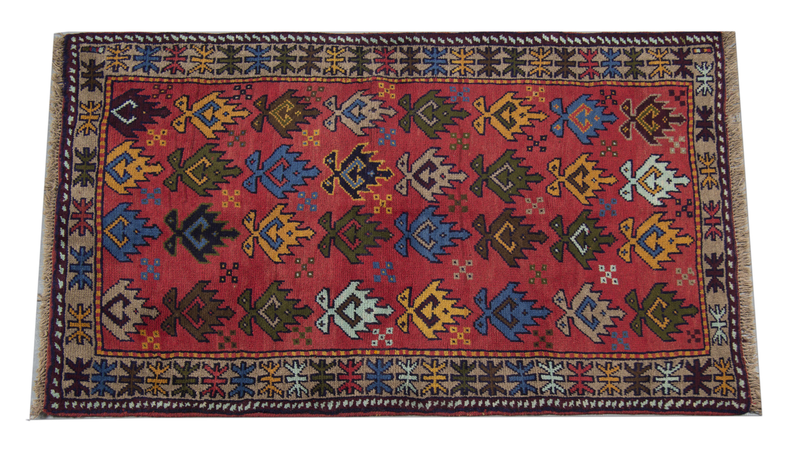 Vintage Wool Persian Area Rug Handmade Carpet- 105x176cm