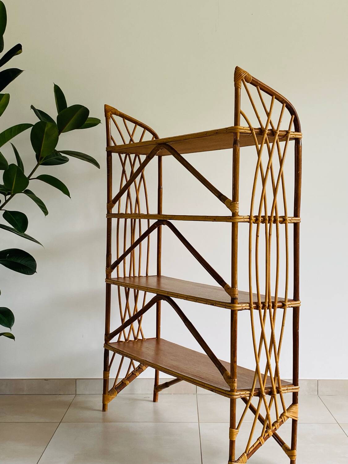 Vintage rattan shelf