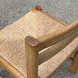 Vintage dining chairs set of 6 oak and rattan design minimalist design