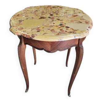 Sellette table basse en bois de rose plateau marbre