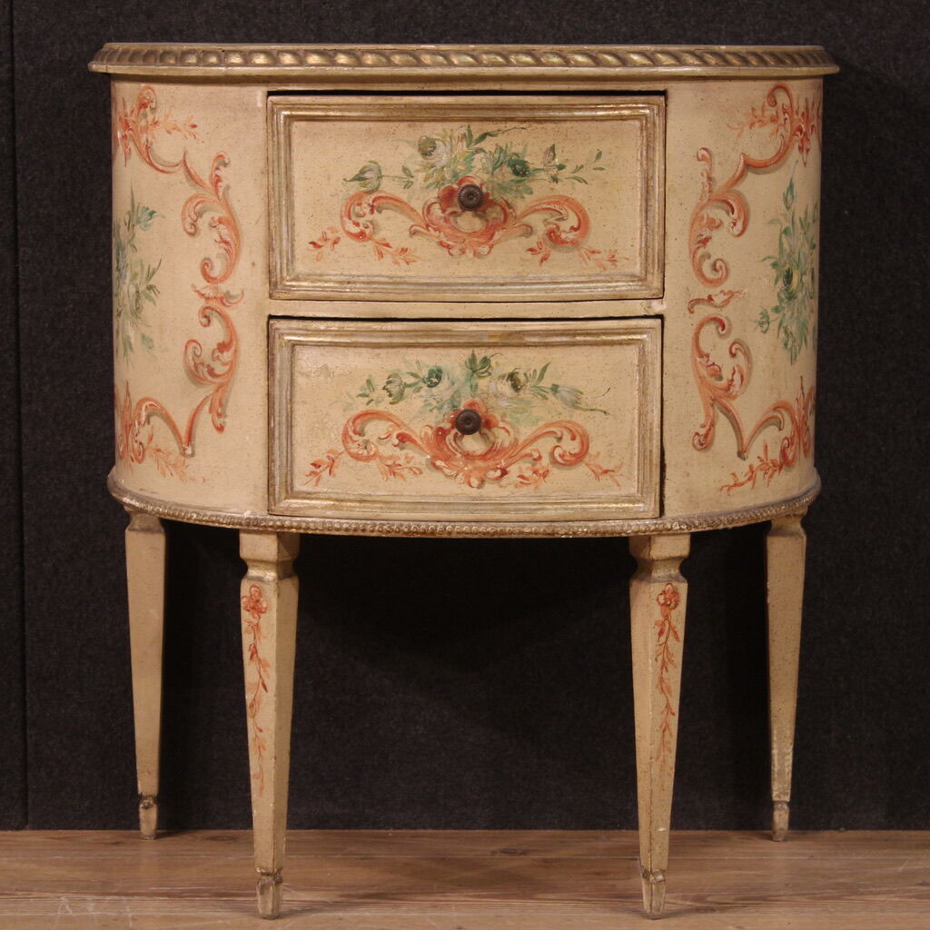 Half-moon commode in painted wood from the 60s