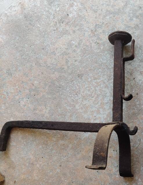 Pair of wrought iron fire dogs.