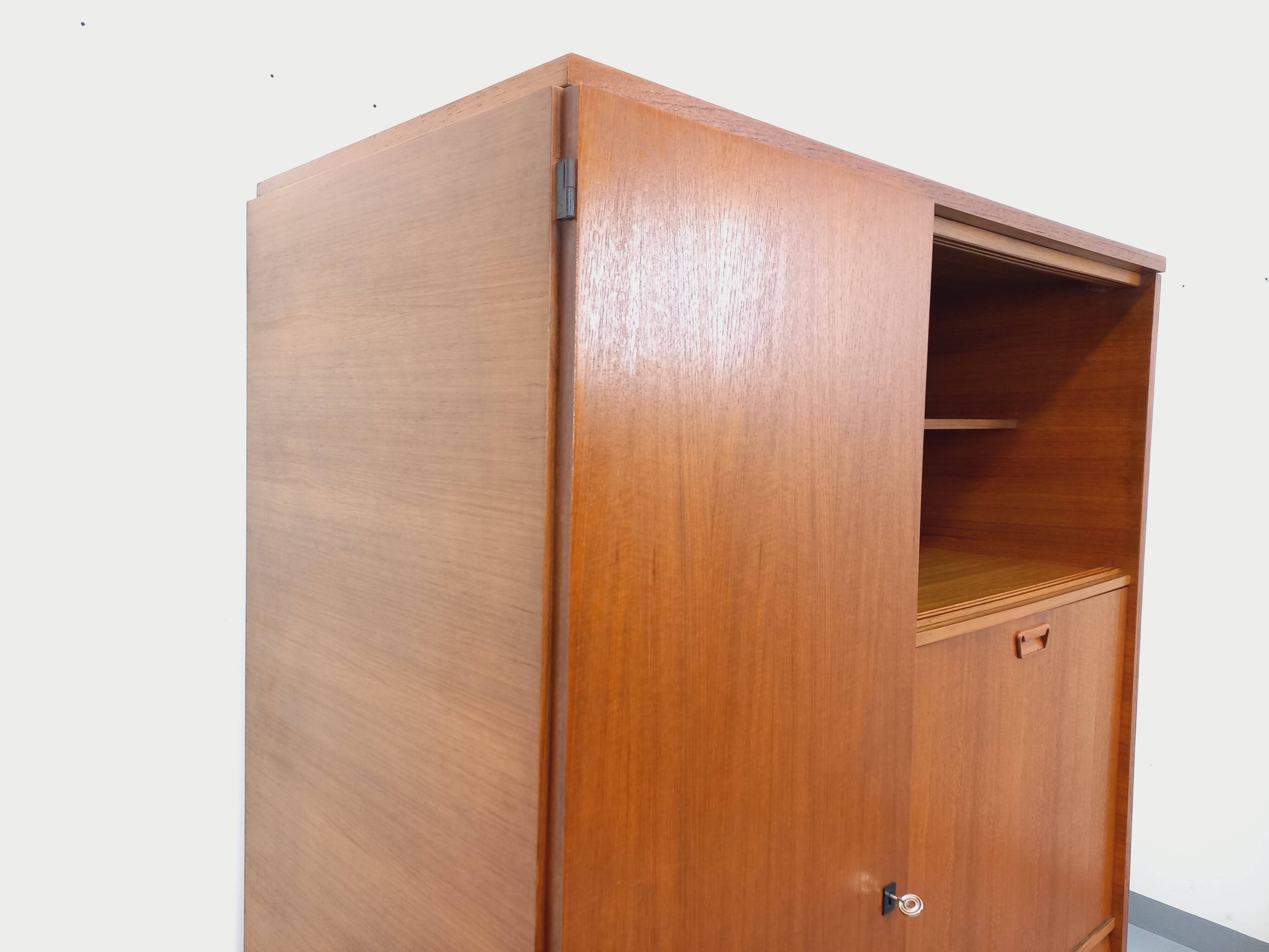 Vintage Scandinavian-style teak secretary cabinet