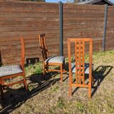 Set of 8 vintage Scandinavian chairs in solid teak