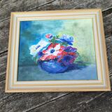 Oil table "anemones" signed