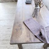 XL farmhouse table in solid oak, brutalist style, 20th century.