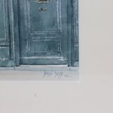 Watercolor 'The Bookstore' by Jean Desse, 1991