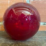 Vintage 1970s Murano Red Bubble Glass Ball Vase Soliflore