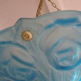 Suspension en pate de verre bleue signée Degué / style art deco