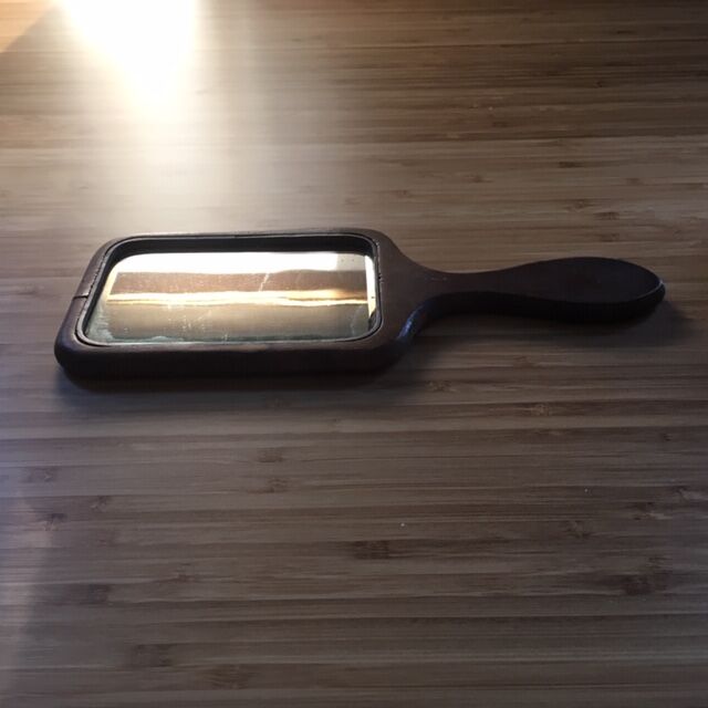 Beveled wooden mirror 10x24cm