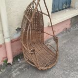 Rattan hanging egg chair