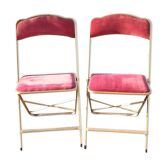 Paire de chaises année 70 métal doré velours bx