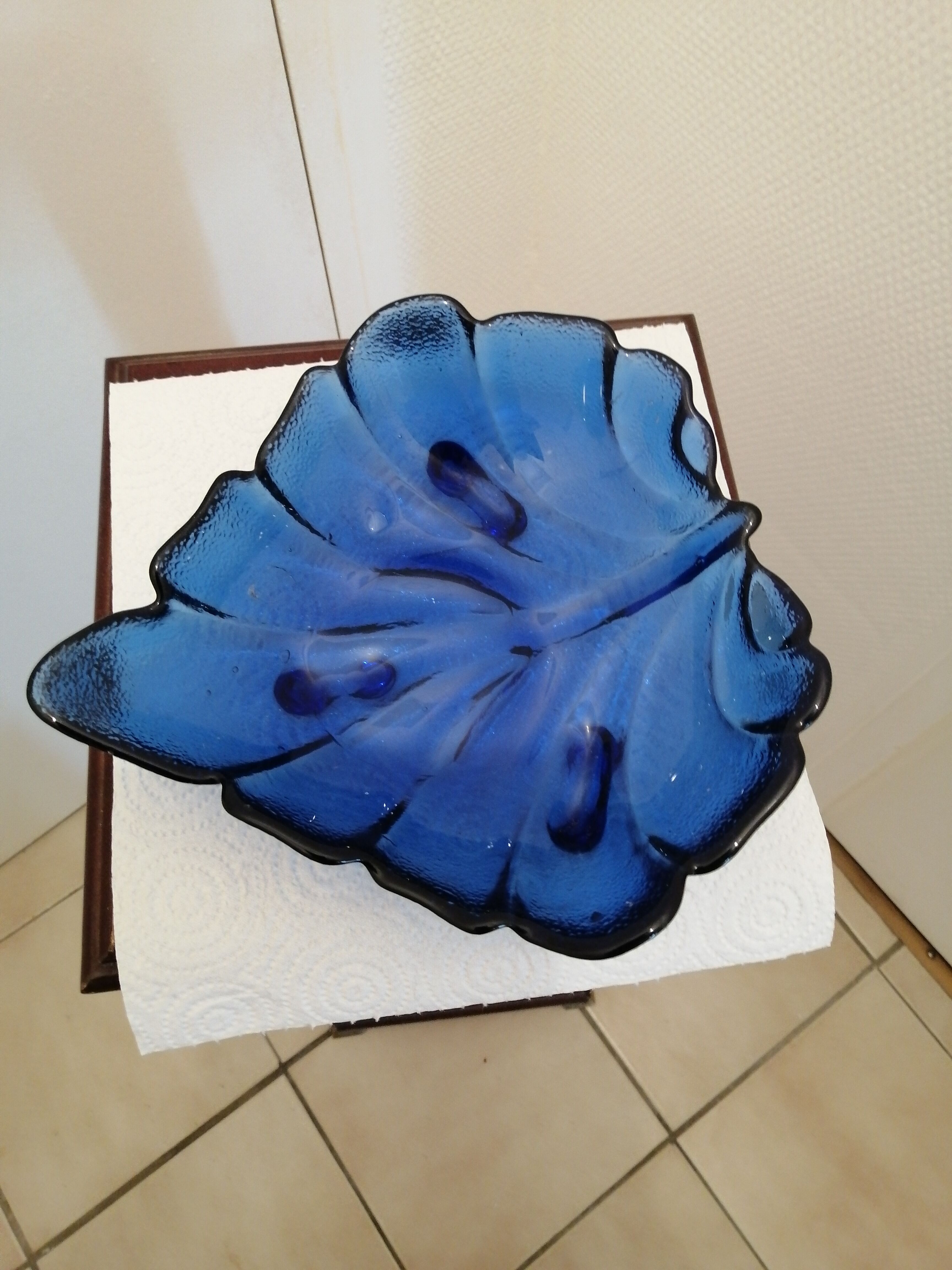 Blue glass fruit cup