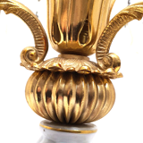 Old table lamp molded glass stamps barbotine and brass deco