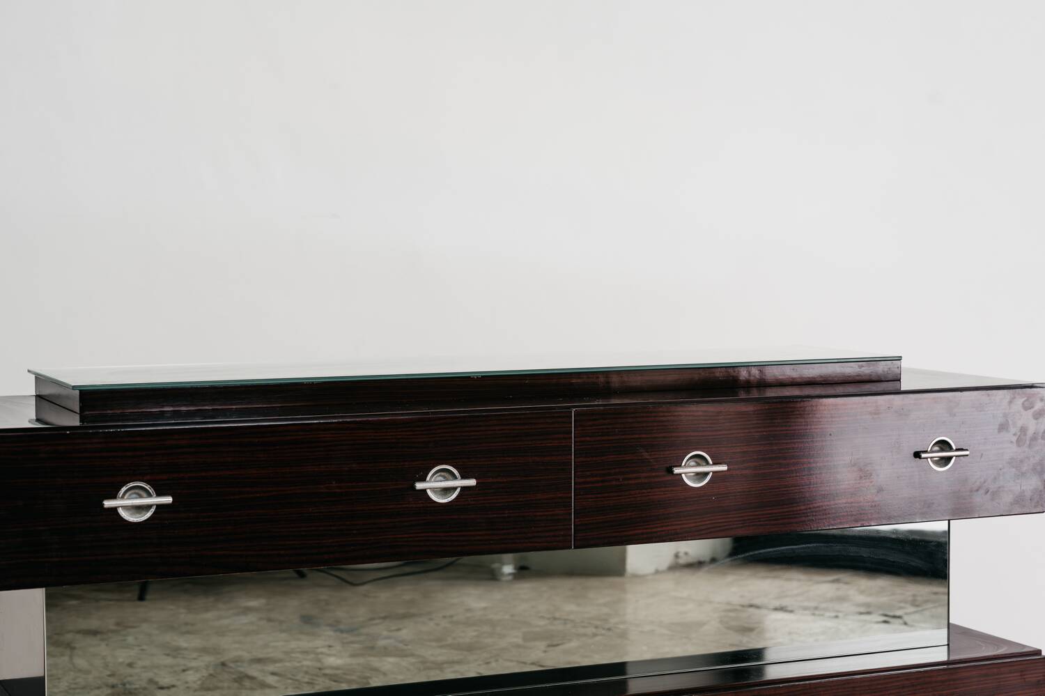 Comò Cassettiera In Ebano Macassar E Specchio Cubic Design Modern 70