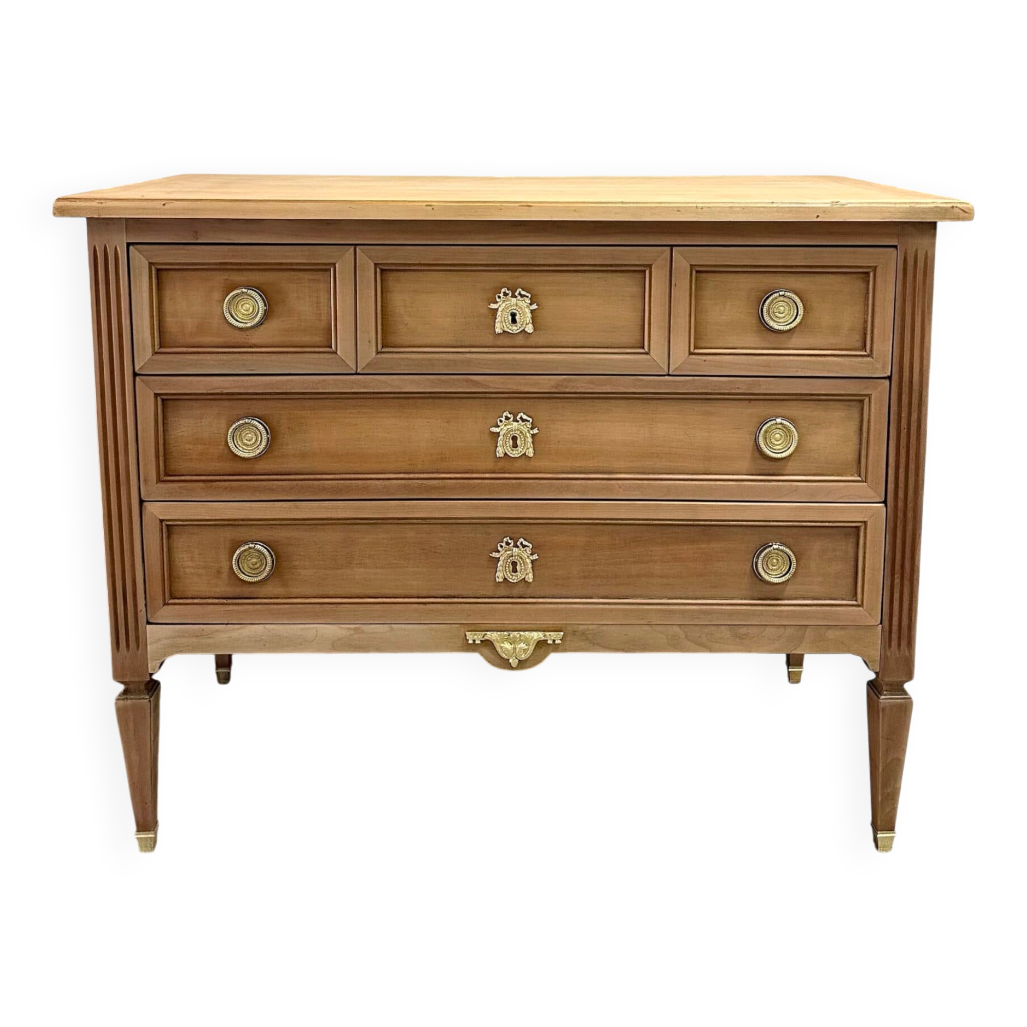 Commode Louis XVI en merisier clair vers 1970