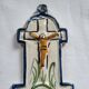 Old Faience Baptismal Font Enamelled Cross