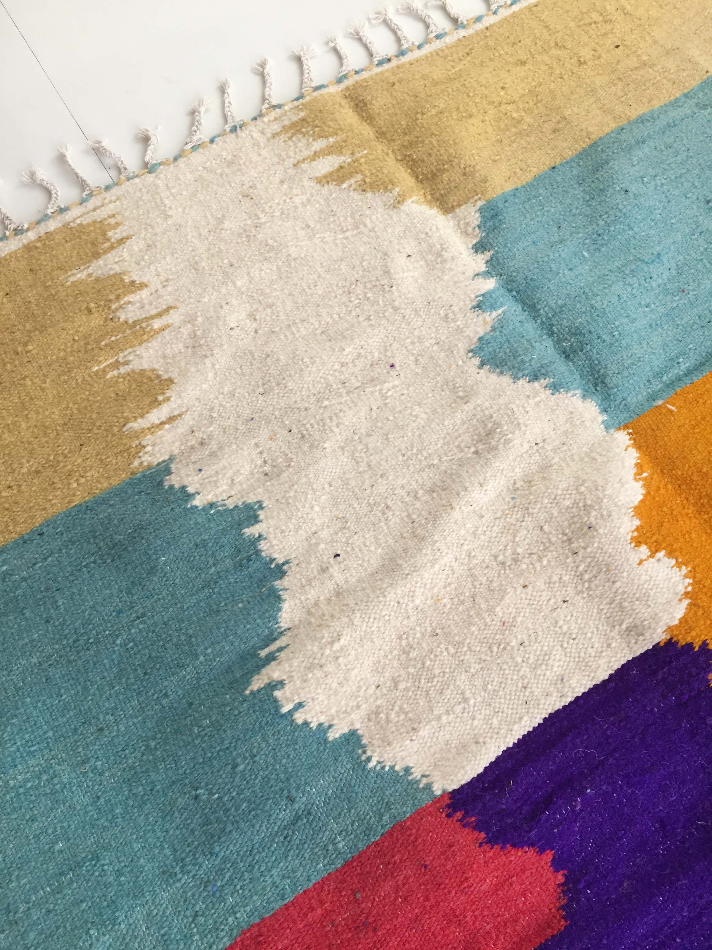 Moroccan Berber Kilim carpet ecru with colorful flats 290x179cm