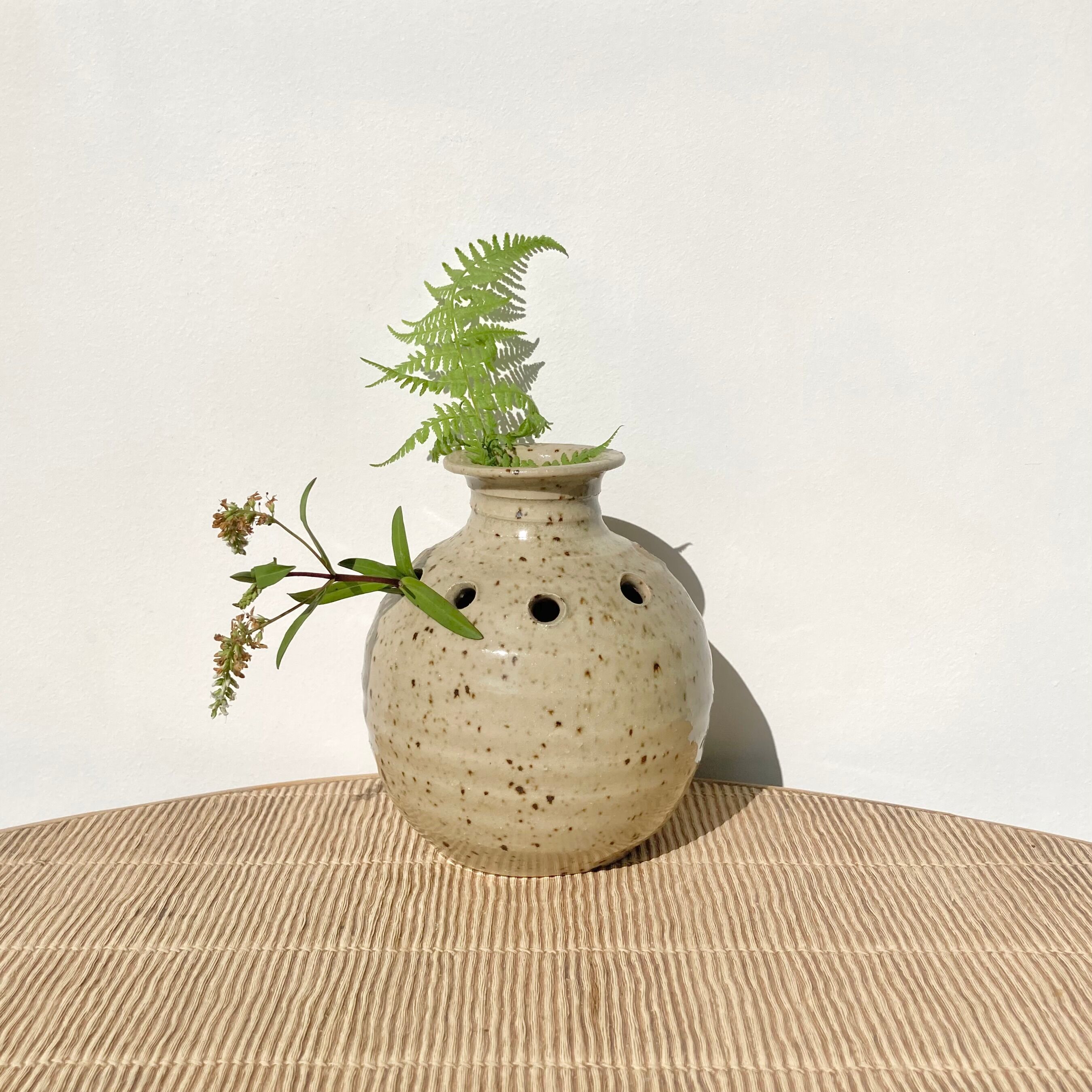 Stoneware flower spike ball vase