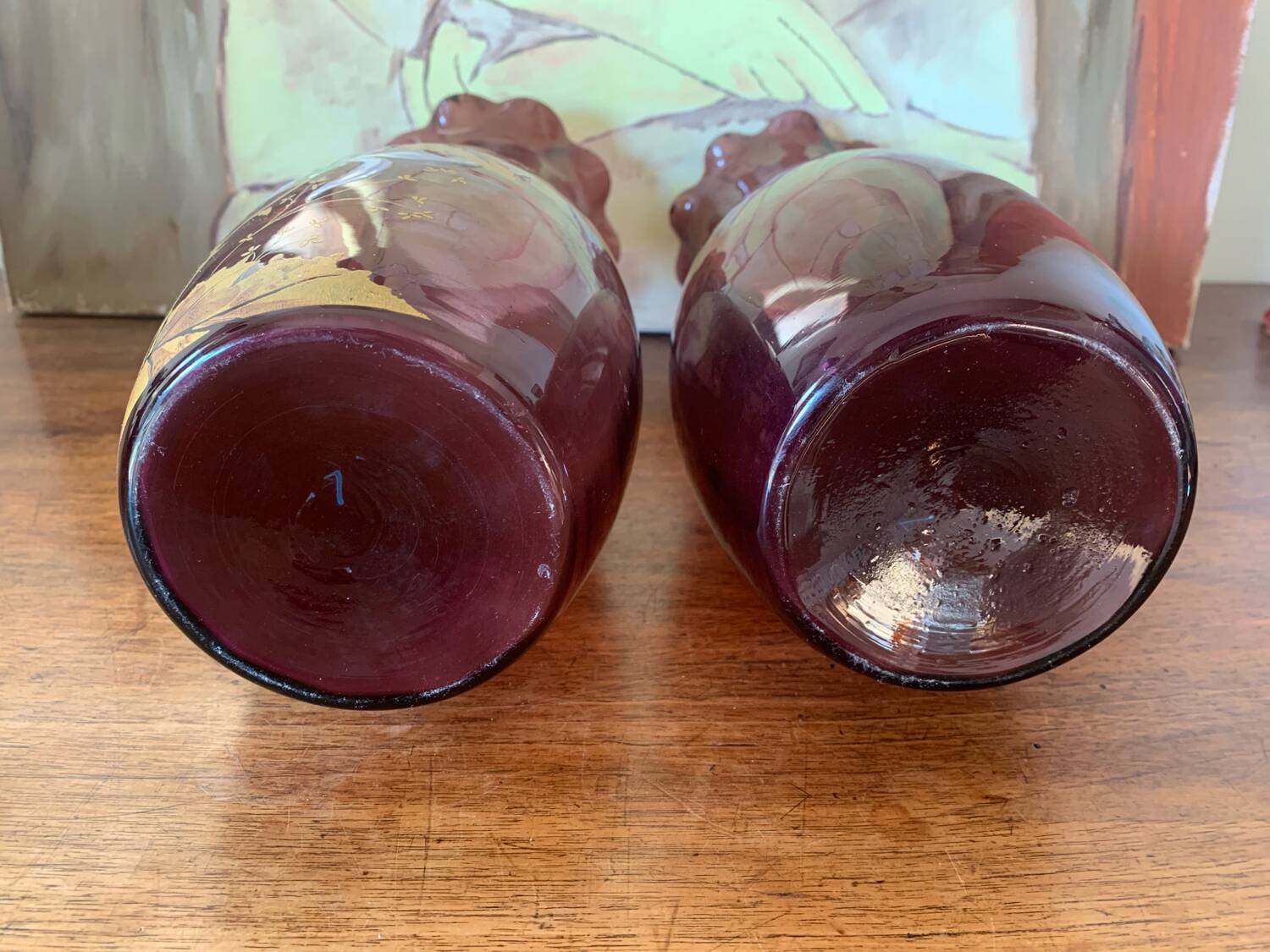 Enamelled glass vases