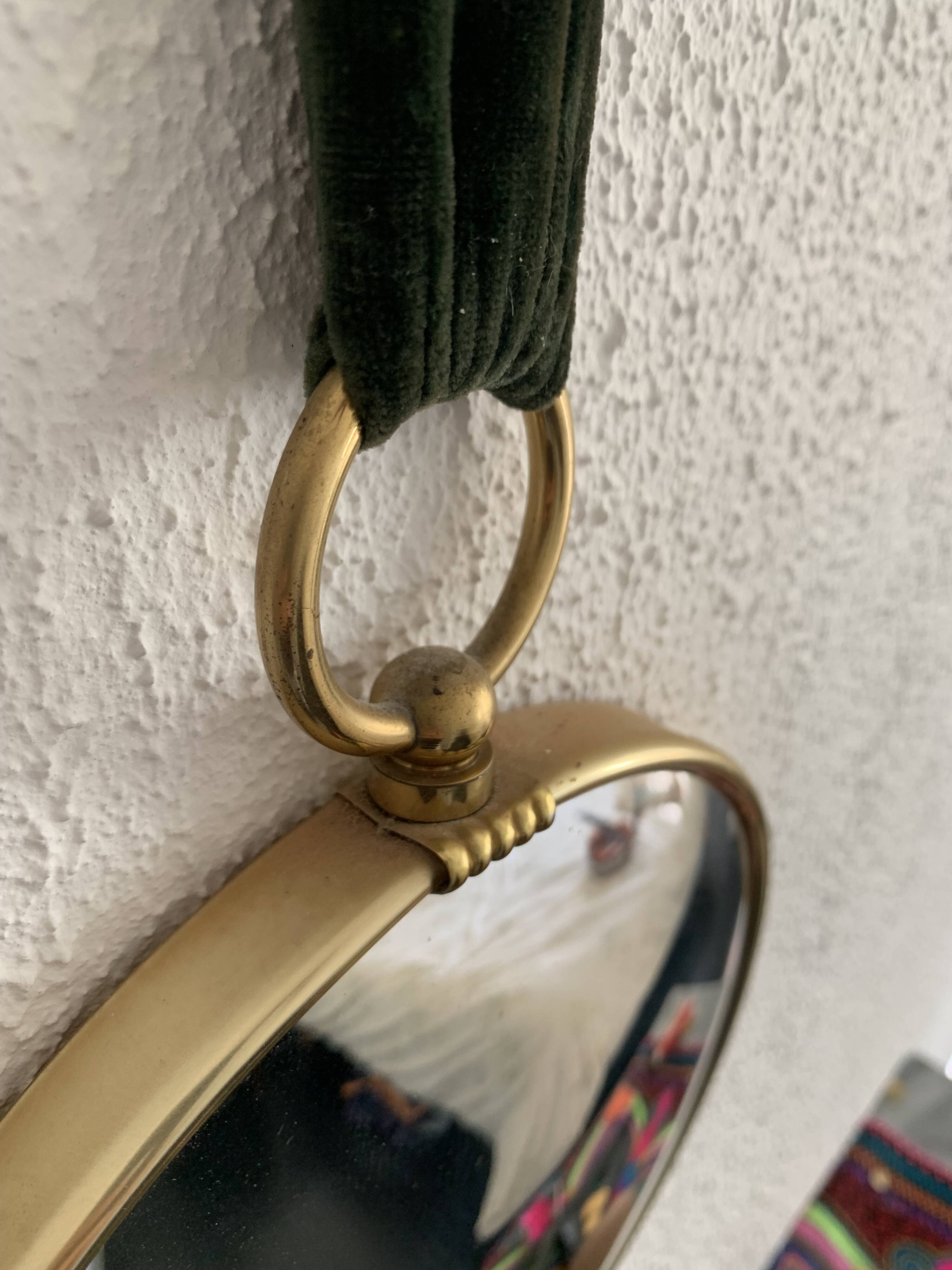Vintage 1960s green witch's eye mirror - 20 x 67 cm