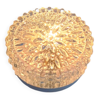 Vintage ceiling light Glashütte Limburg glass 60s