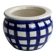 Vintage ceramic cache-pot with navy blue gingham pattern.