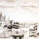 Description of a panoramic view of Mallorca. mallorca drawing. cuadro mallorca.
