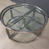 Vintage chromed coffee table set, 1970s