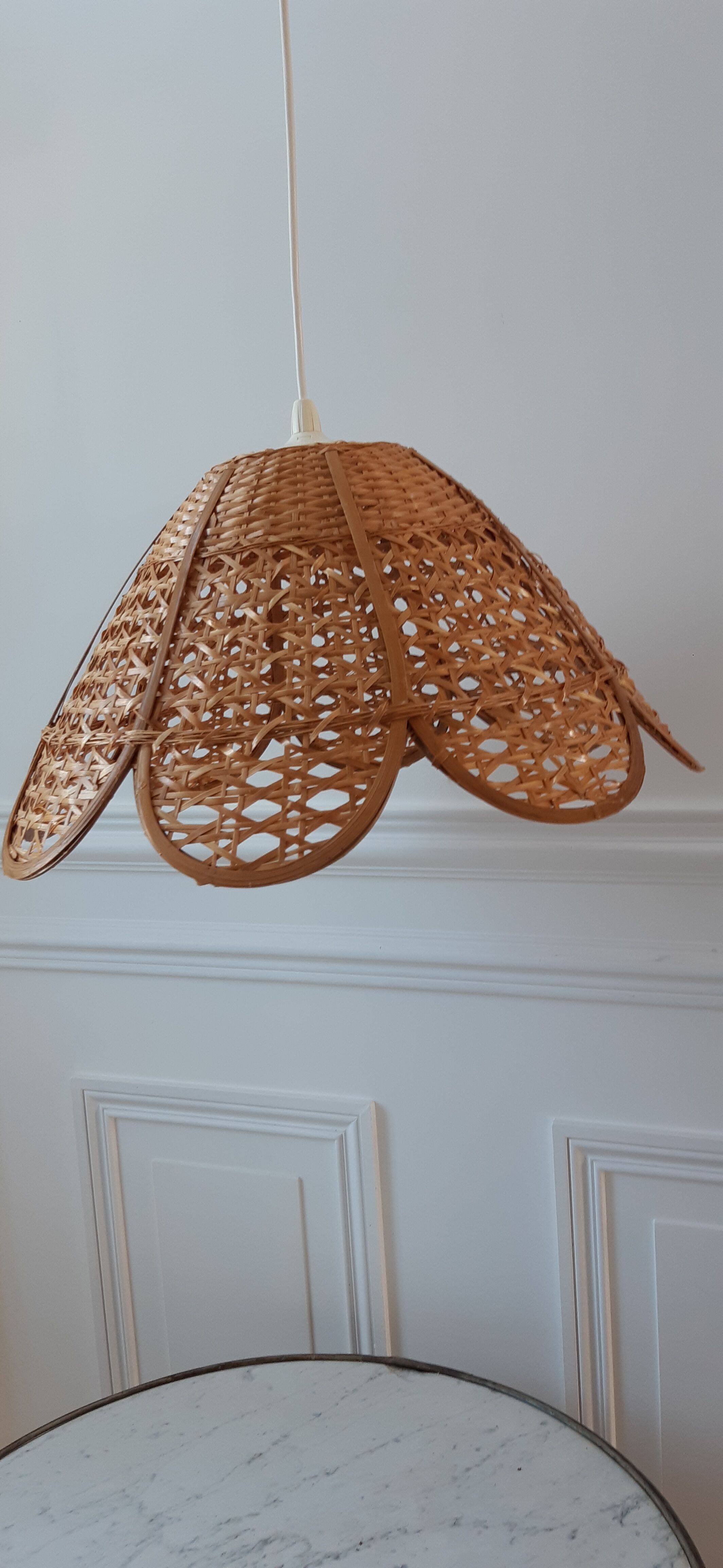 Wicker suspension / rattan flowers petal 70s