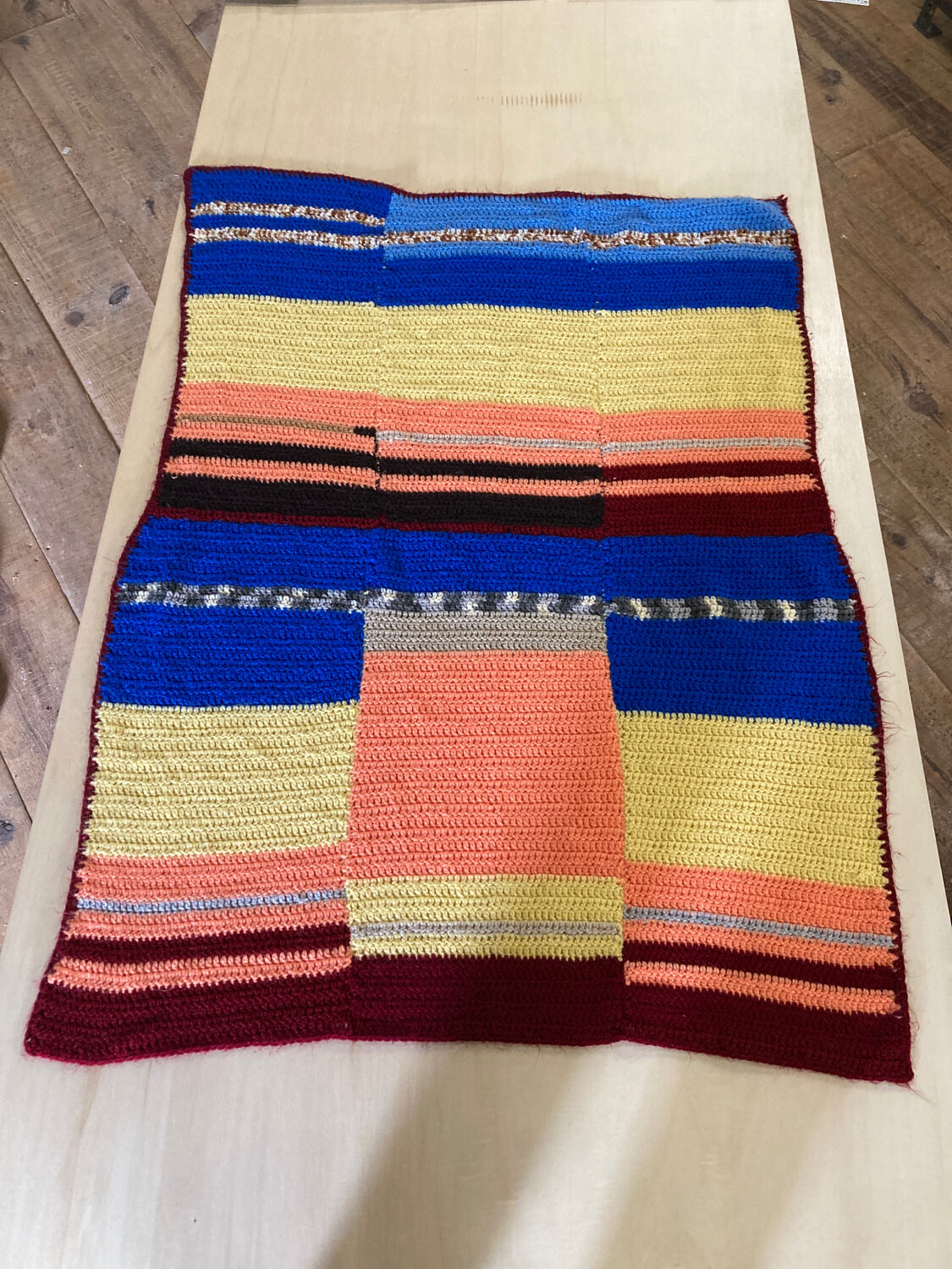 Plaid patchwork wool vintage blanket