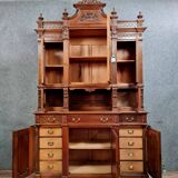 Collector's Louis XVI bookcase buffet in solid walnut circa 1850