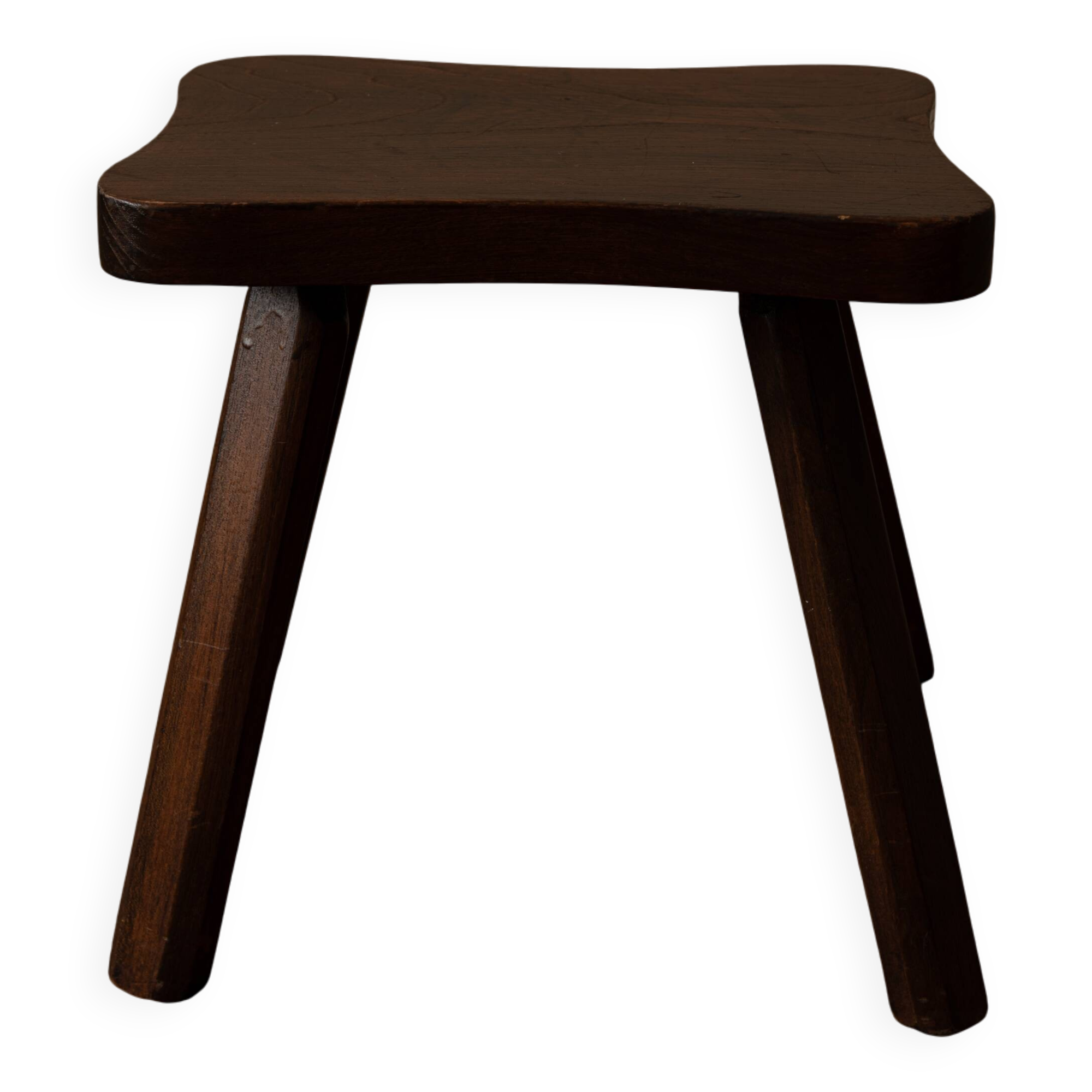 Vintage wooden wave stool · rustic low side table