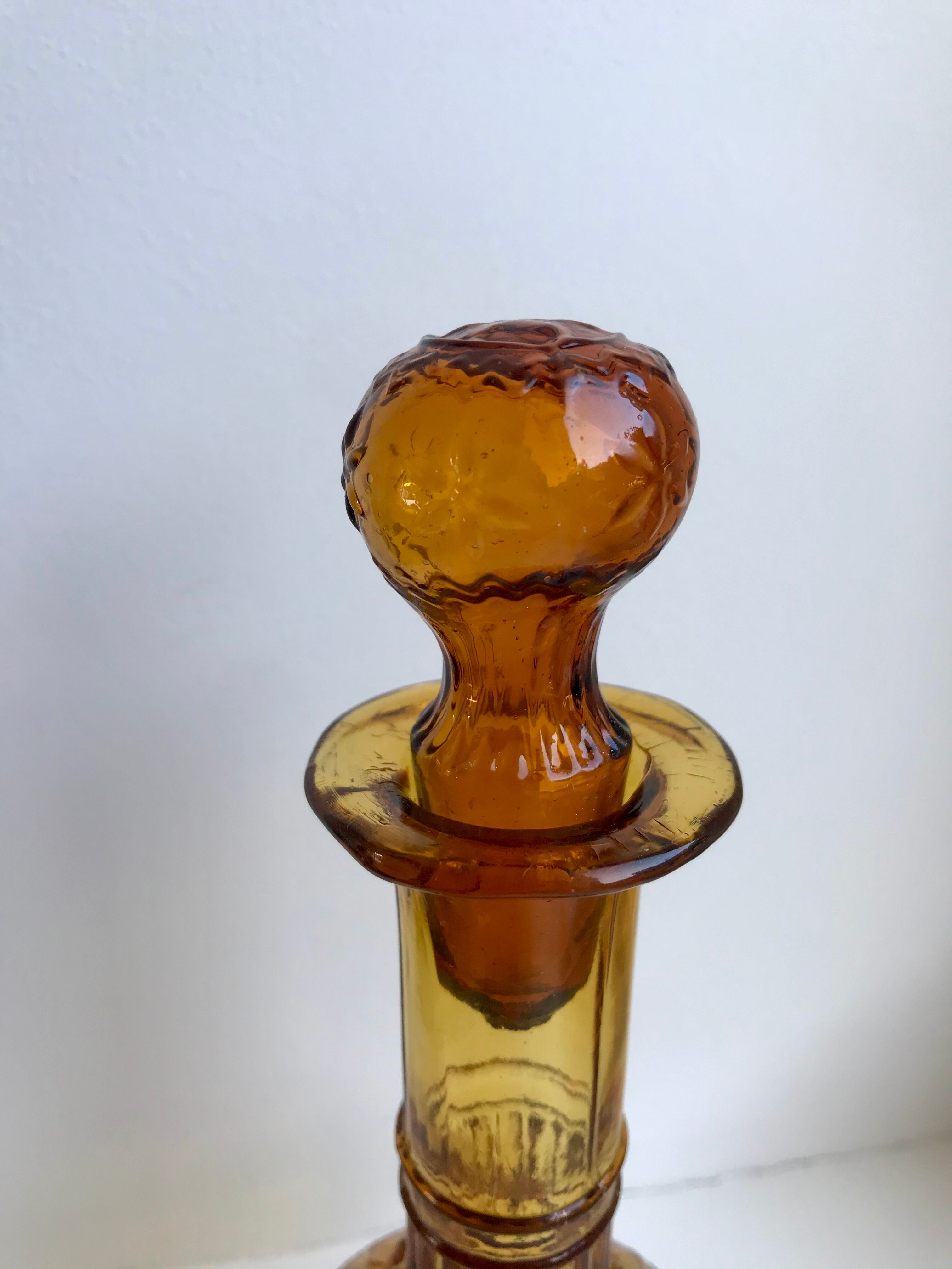 Amber carafe in molded and blown glass 50s
