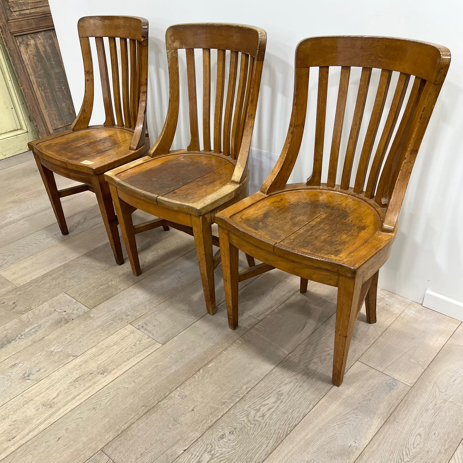 3 administration chairs in solid oak